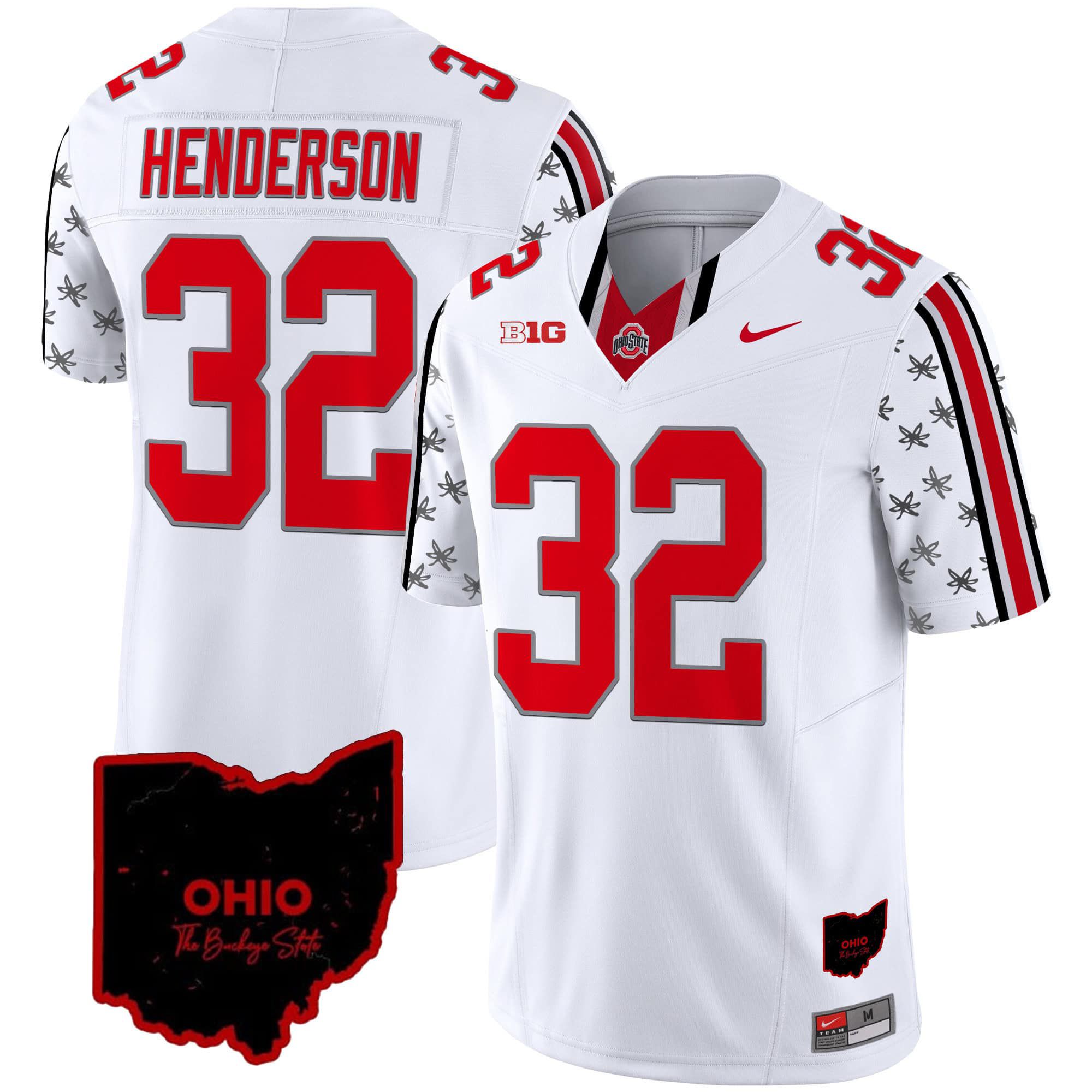 Men Ohio State Buckeyes #32 Henderson White 2024 Nike Home Patch Vapor Limited NCAA Jersey
